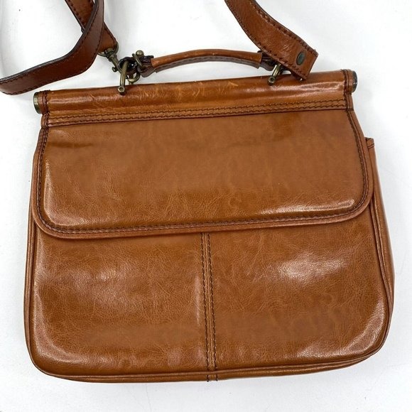 Vintage Carlo Rino Satchel Crossbody Handbag Purse Brown Leather Magnetic Snap - Picture 6 of 7